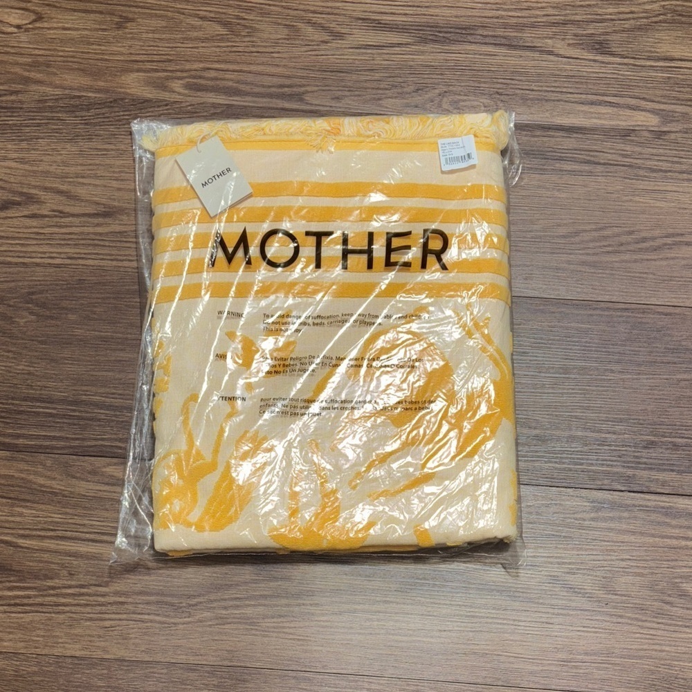 MOTHER The Laid Back Beach Towel Yellow Fawn Patrol XL 100% Cotton NWT